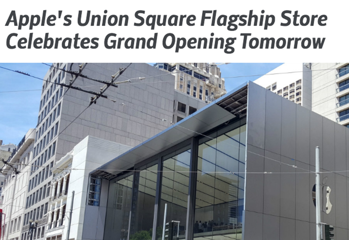 Apple's Union Square Flagship Store Celebrates Grand Opening Tomorrow