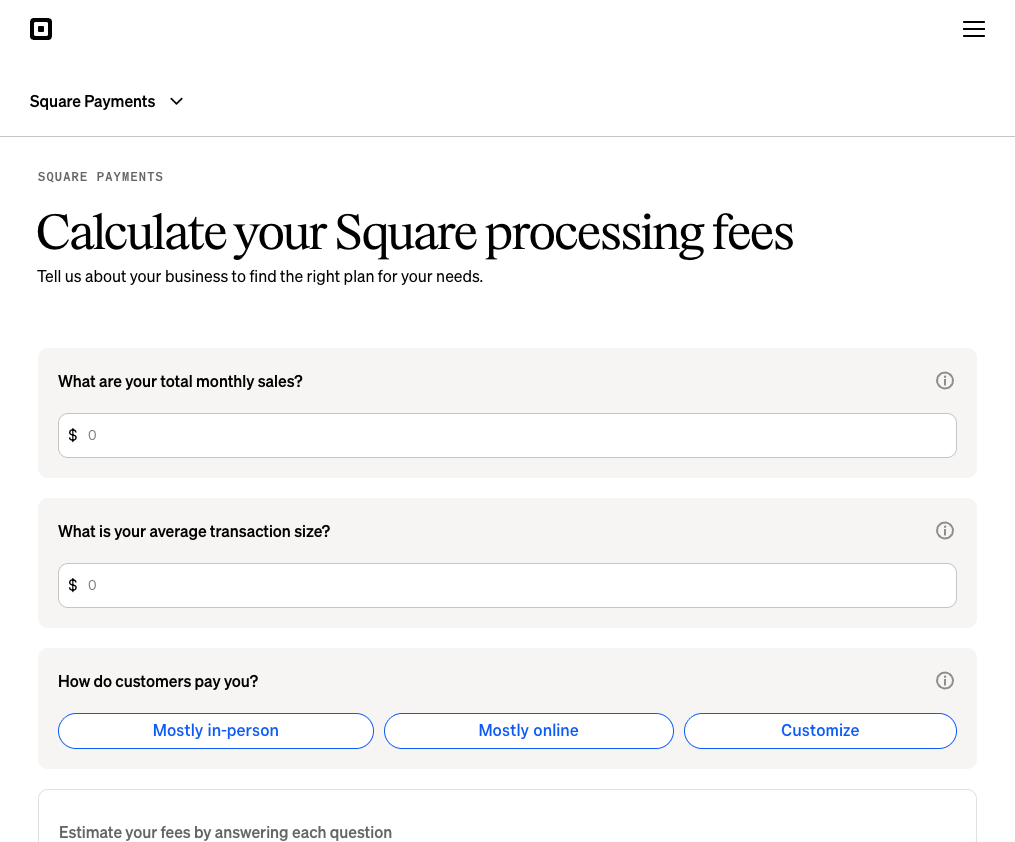 Square Payments Calculator